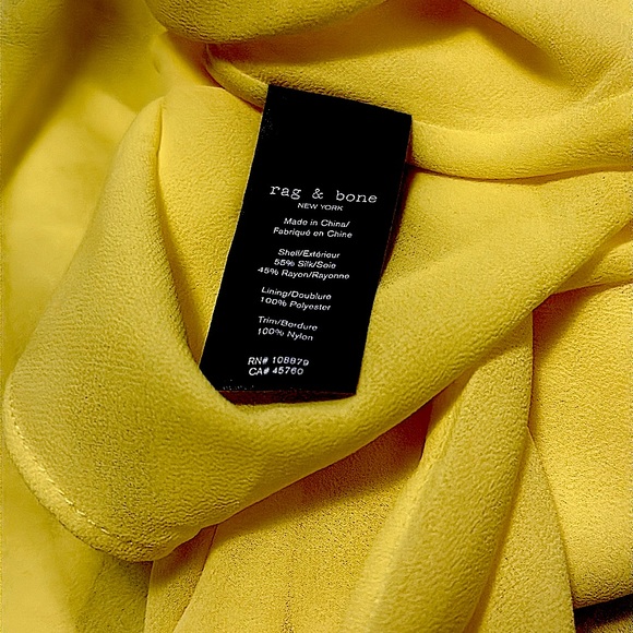 New With Tags rag & bone Yellow Silk Slip Dress Midi, Size 2/XS - Picture 10 of 10